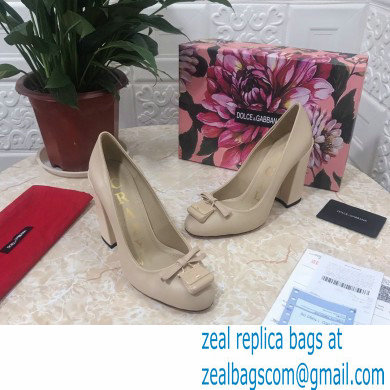 Dolce  &  Gabbana Block Heel 10.5cm Leather Sicily Pumps Beige 2021